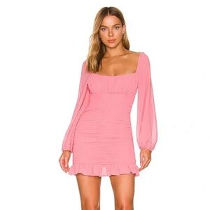 Chic Long Sleeve Pink Dress